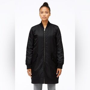 Sanctuary Long Line Black Bomber Jacket (Med)